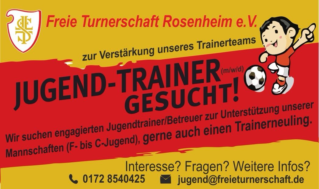 Flyer: Jugendtrainer bei der Freien Turnerschaft Rosenheim gesucht