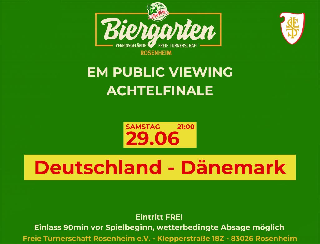 Flyer EM Public Viewing in Rosenheim - Termin für das Achtelfinale